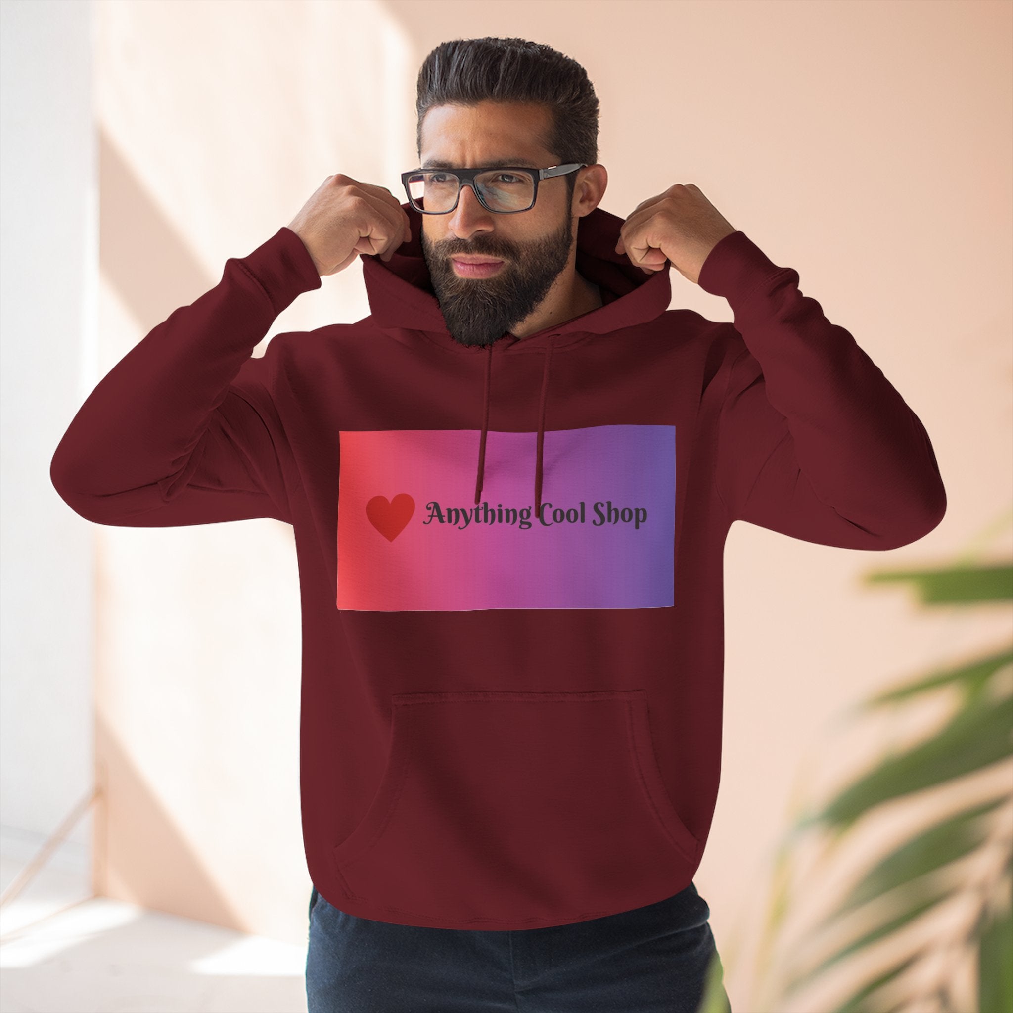 Gradient Heart Logo Hoodie — "Anything Cool Shop" Fleece Pullover