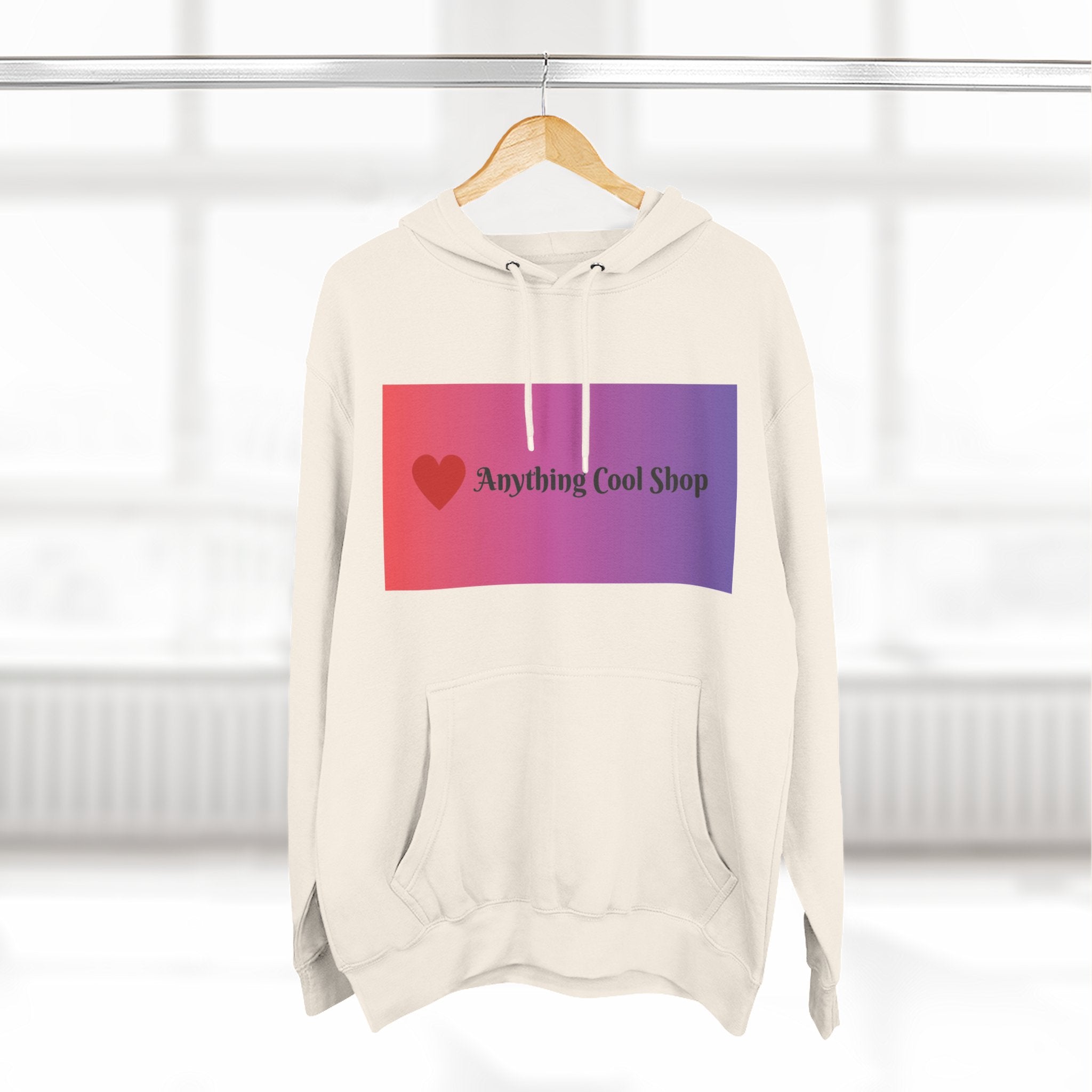 Gradient Heart Logo Hoodie — "Anything Cool Shop" Fleece Pullover