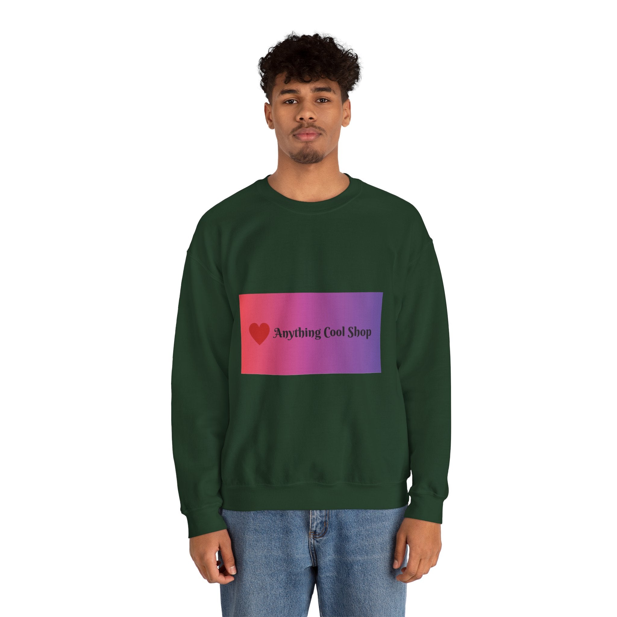 Crewneck Sweatshirt — Gradient Heart Logo "Anything Cool Shop"