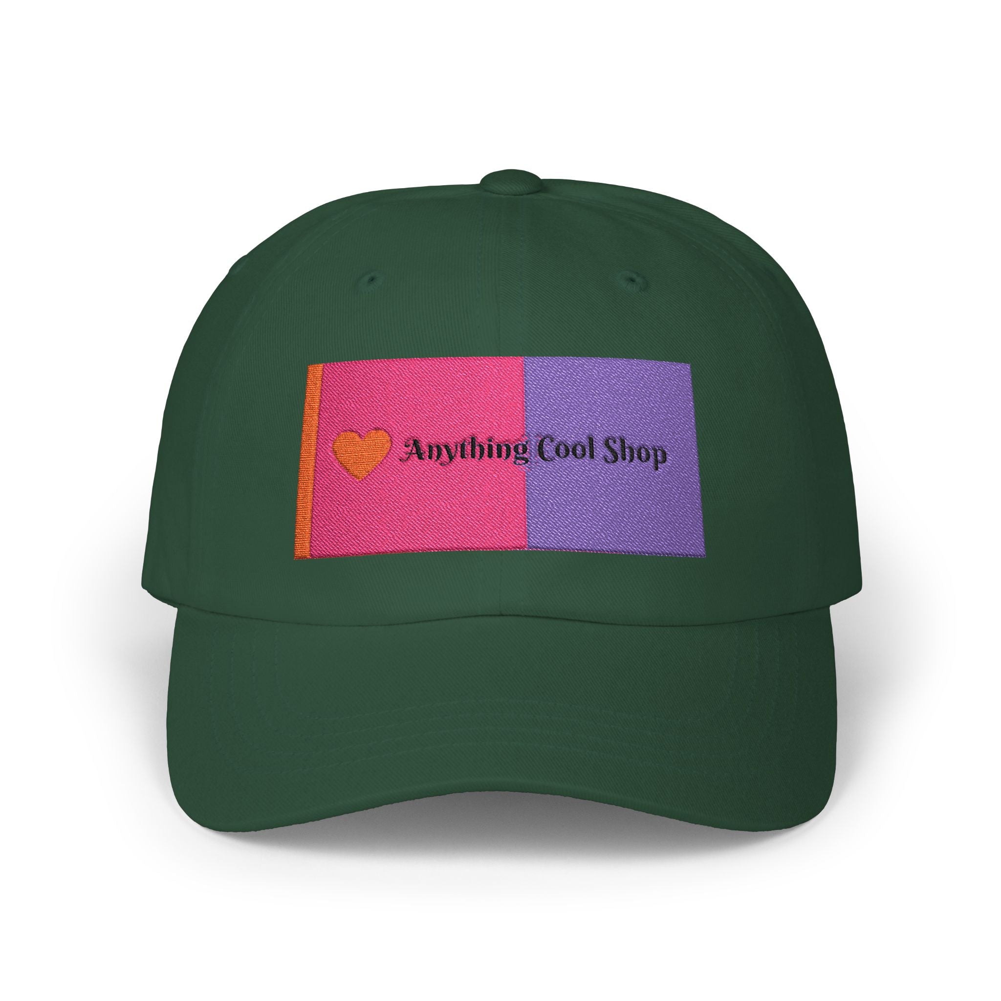 Dad Cap — Pink & Purple Heart Patch Embroidered "Anything Cool Stuff"