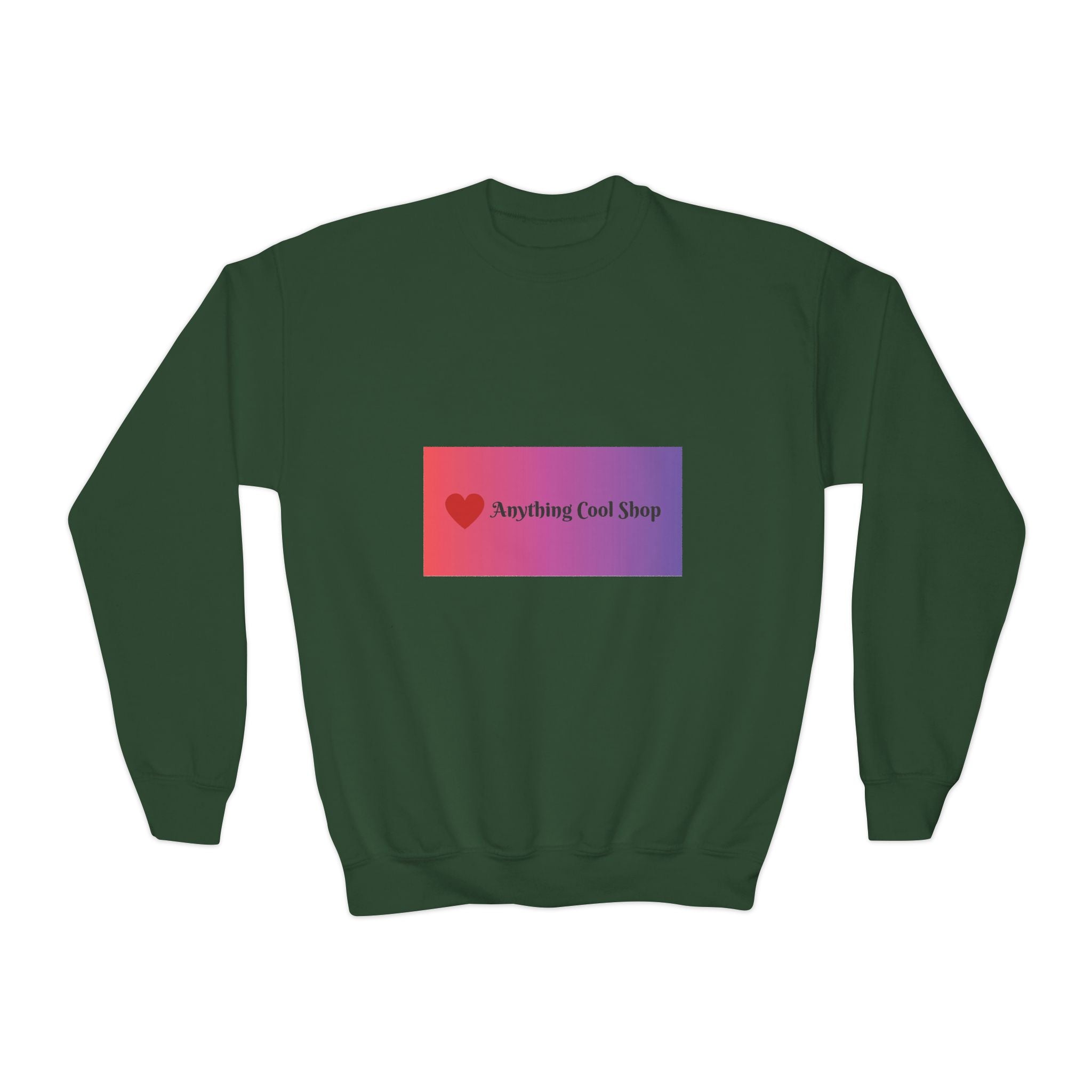 Youth Sweatshirt — “Anything Cool Shop” Gradient Heart Crewneck
