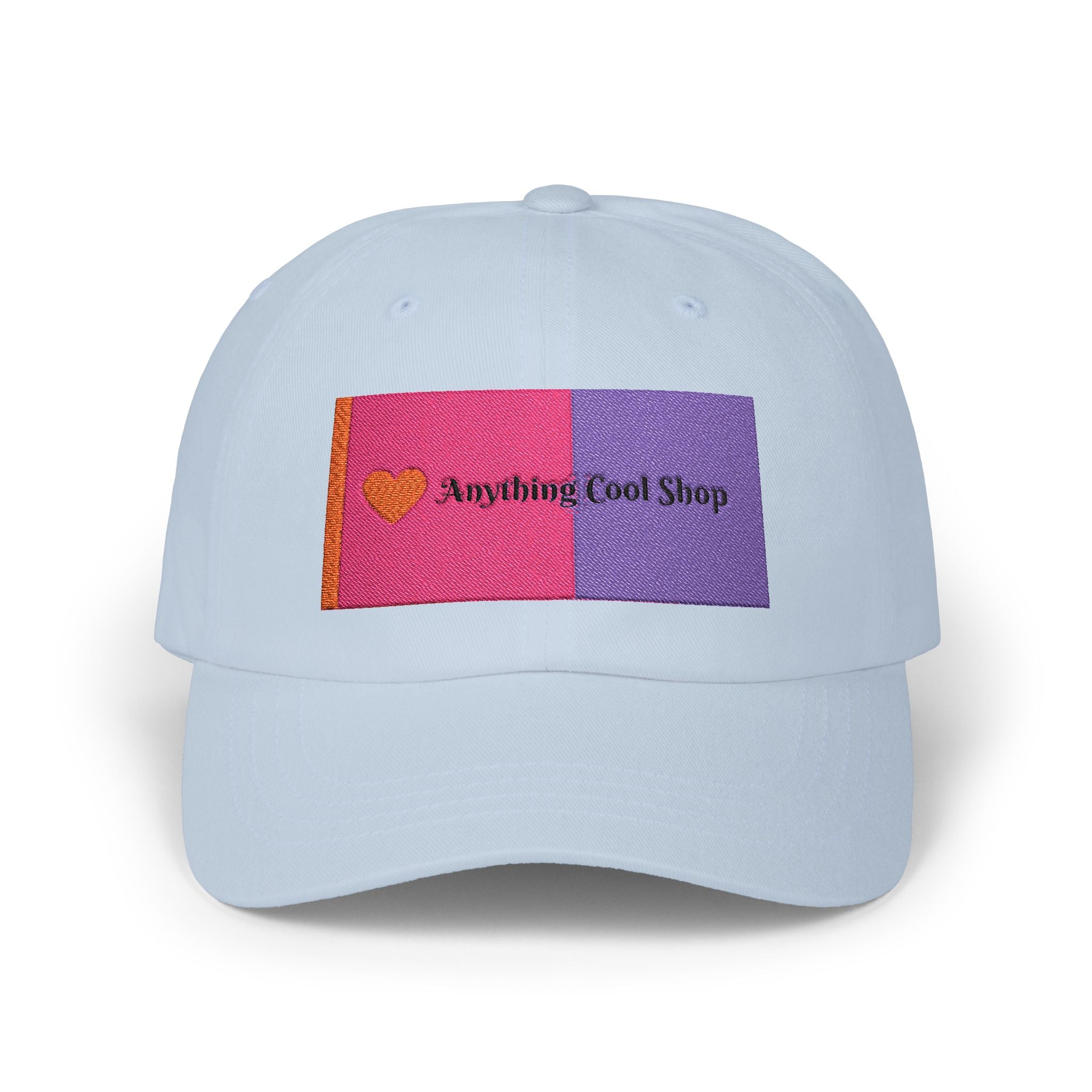 Dad Cap — Pink & Purple Heart Patch Embroidered "Anything Cool Stuff"