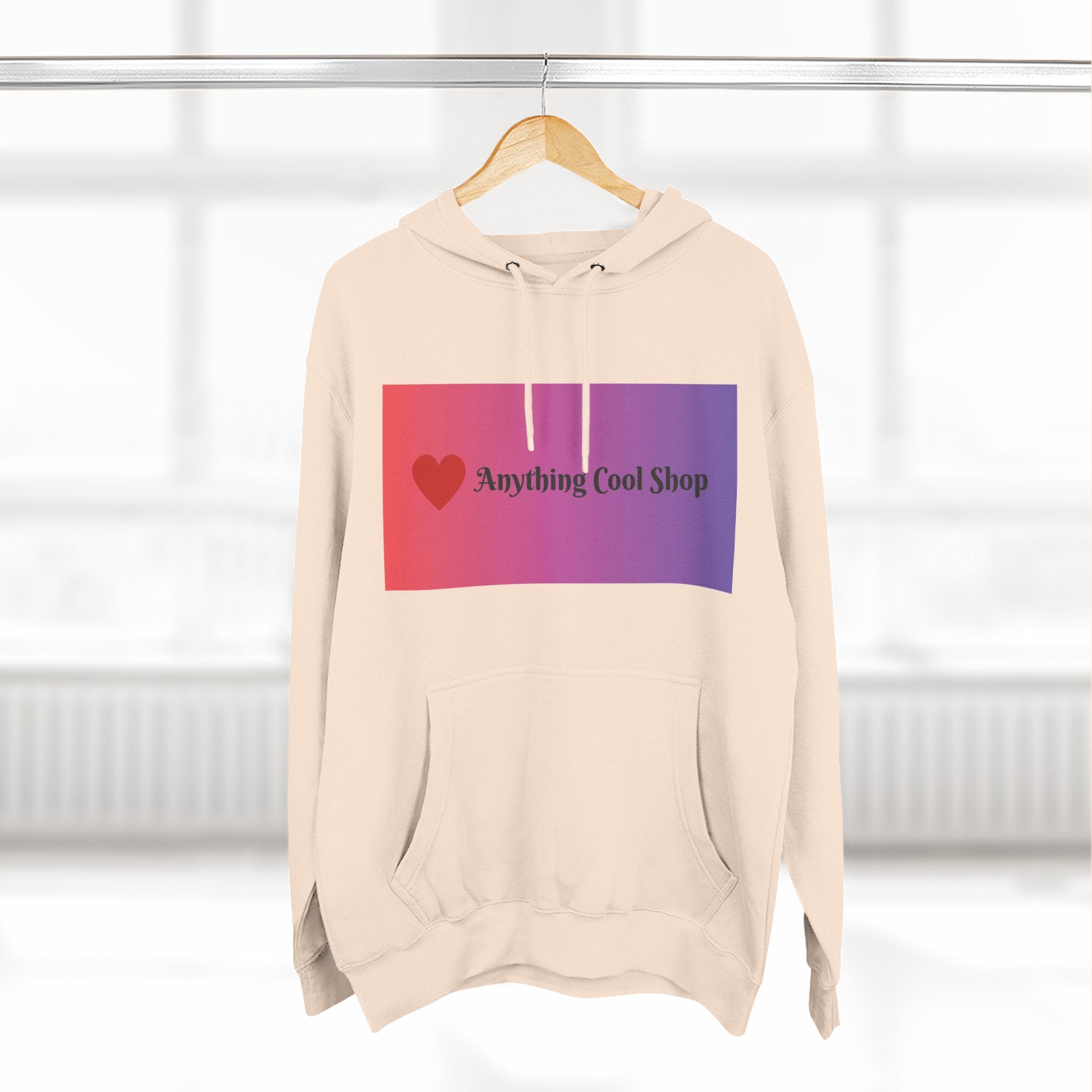 Gradient Heart Logo Hoodie — "Anything Cool Shop" Fleece Pullover