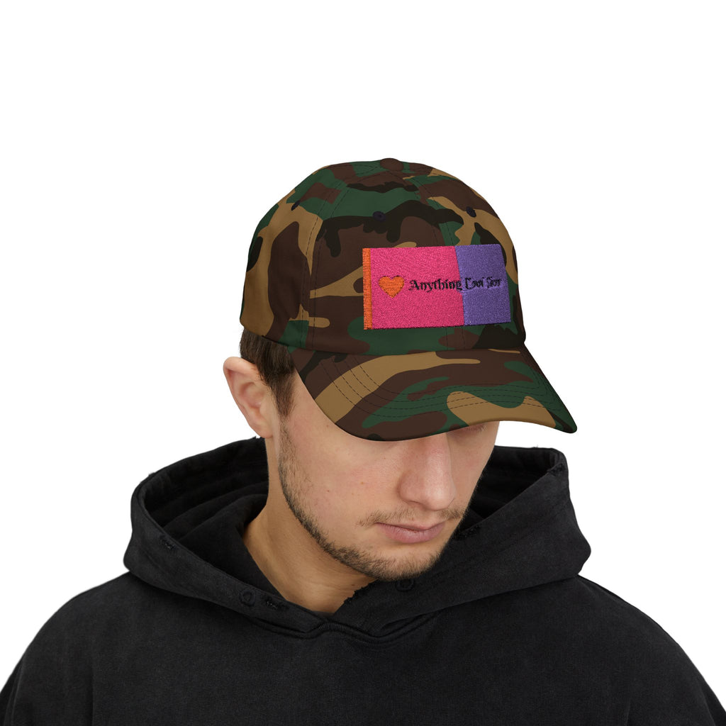 Dad Cap — Pink & Purple Heart Patch Embroidered "Anything Cool Stuff"