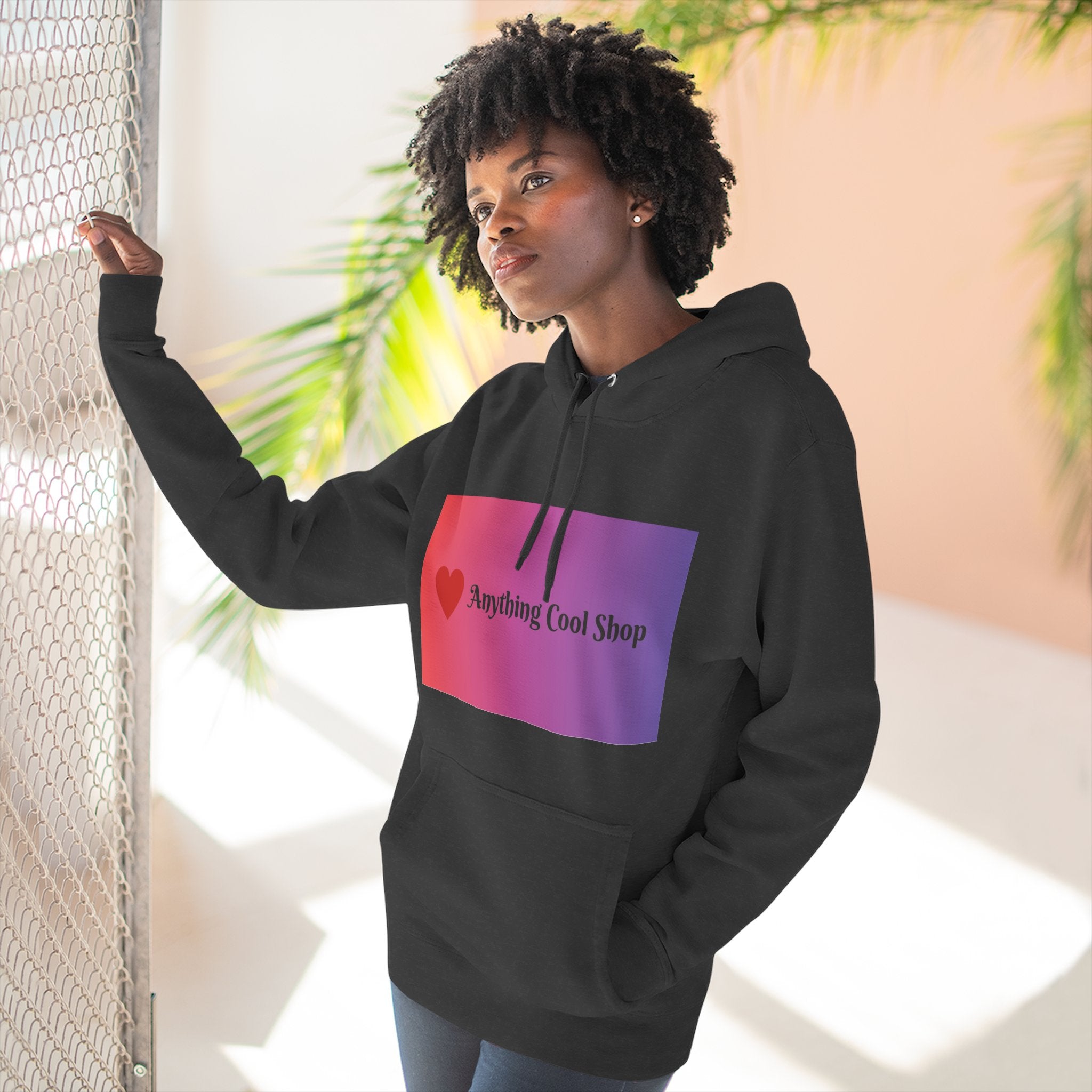 Gradient Heart Logo Hoodie — "Anything Cool Shop" Fleece Pullover
