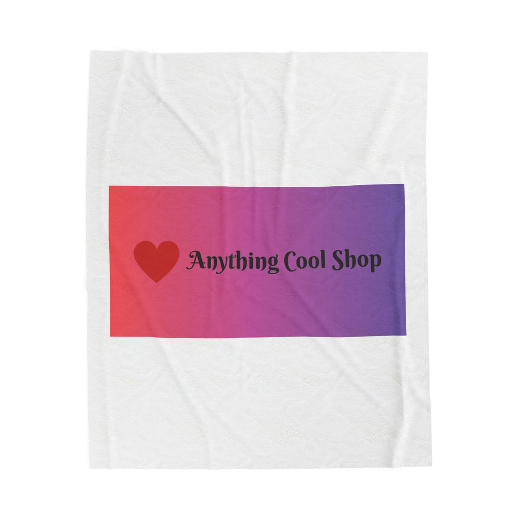 Velveteen Plush Blanket - Gradient Heart Logo "Anything Cool Shop" Cozy Throw