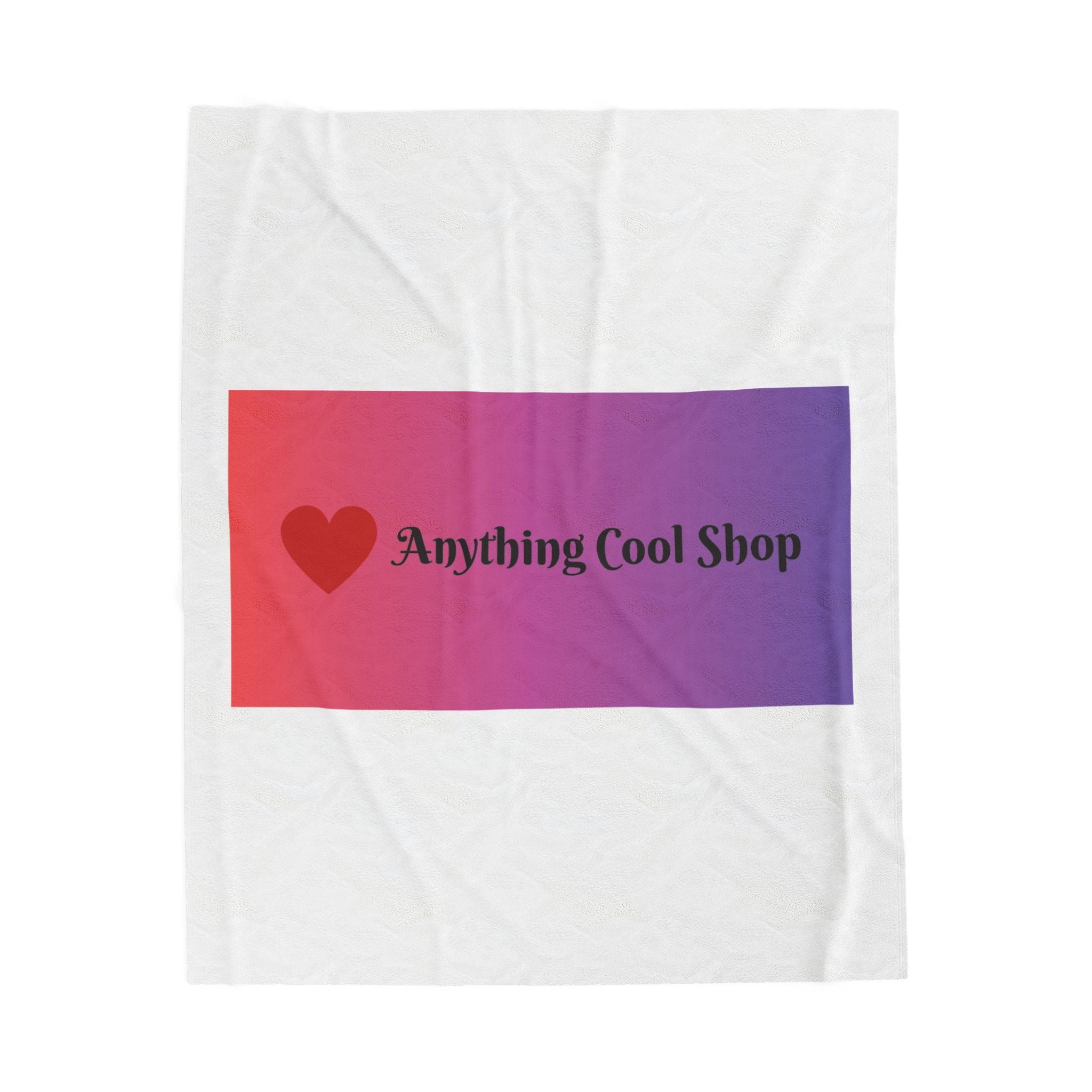 Velveteen Plush Blanket - Gradient Heart Logo "Anything Cool Shop" Cozy Throw