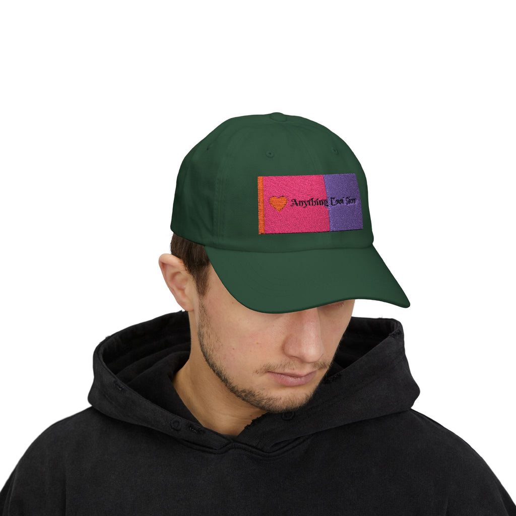 Dad Cap — Pink & Purple Heart Patch Embroidered "Anything Cool Stuff"