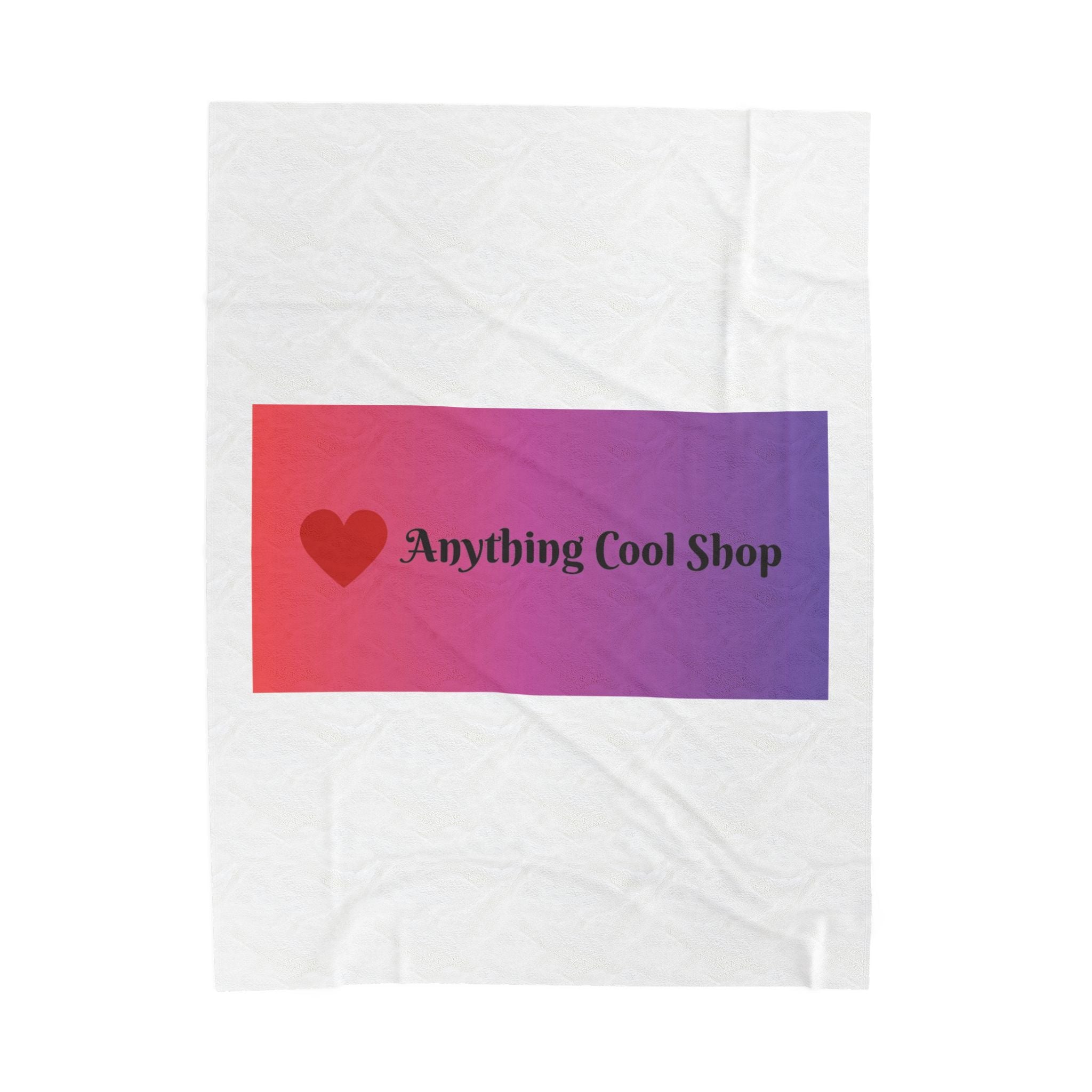 Velveteen Plush Blanket - Gradient Heart Logo "Anything Cool Shop" Cozy Throw