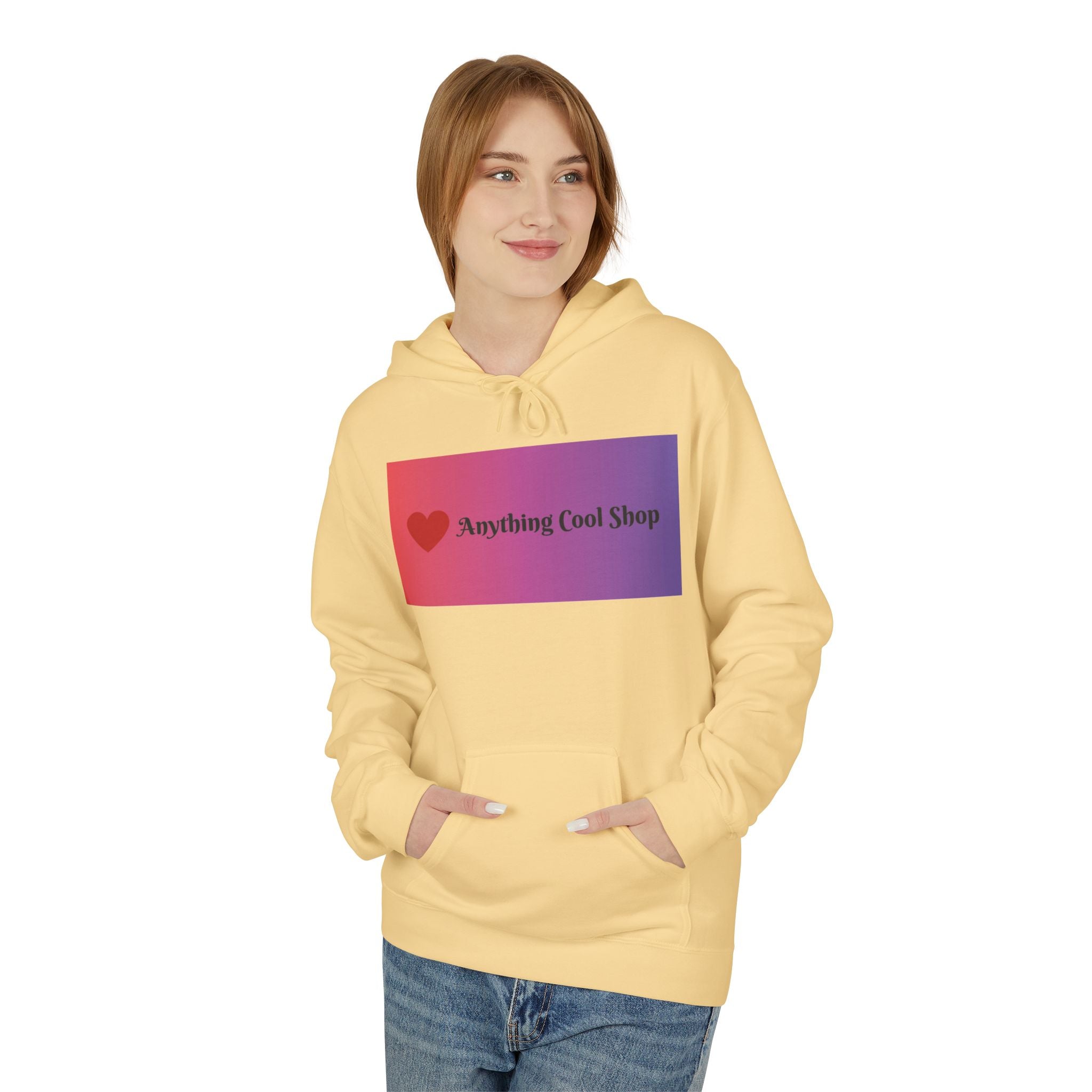 Cool Shop Logo Hoodie — Gradient Heart Graphic Pullover
