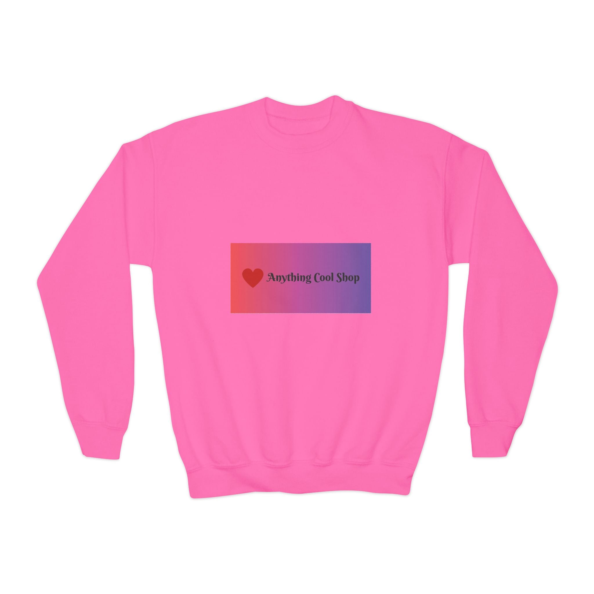 Youth Sweatshirt — “Anything Cool Shop” Gradient Heart Crewneck